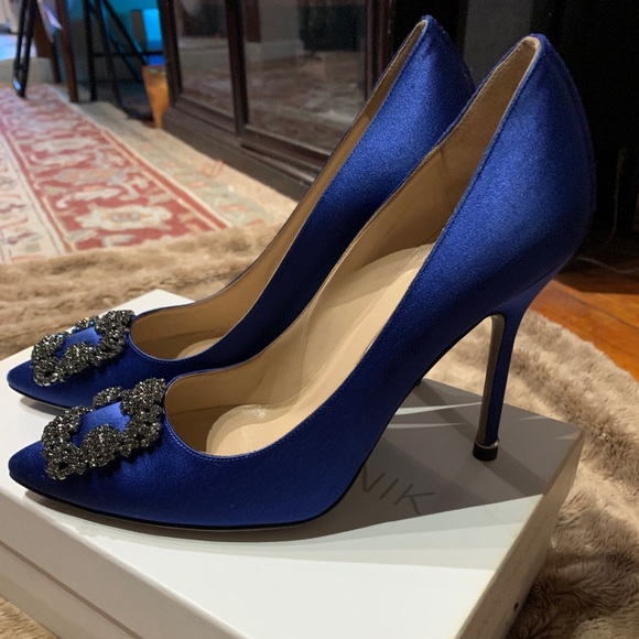 Manolo Blahnik Shoes - Manolo Blahnik Blue Hingisi 105 Size 39